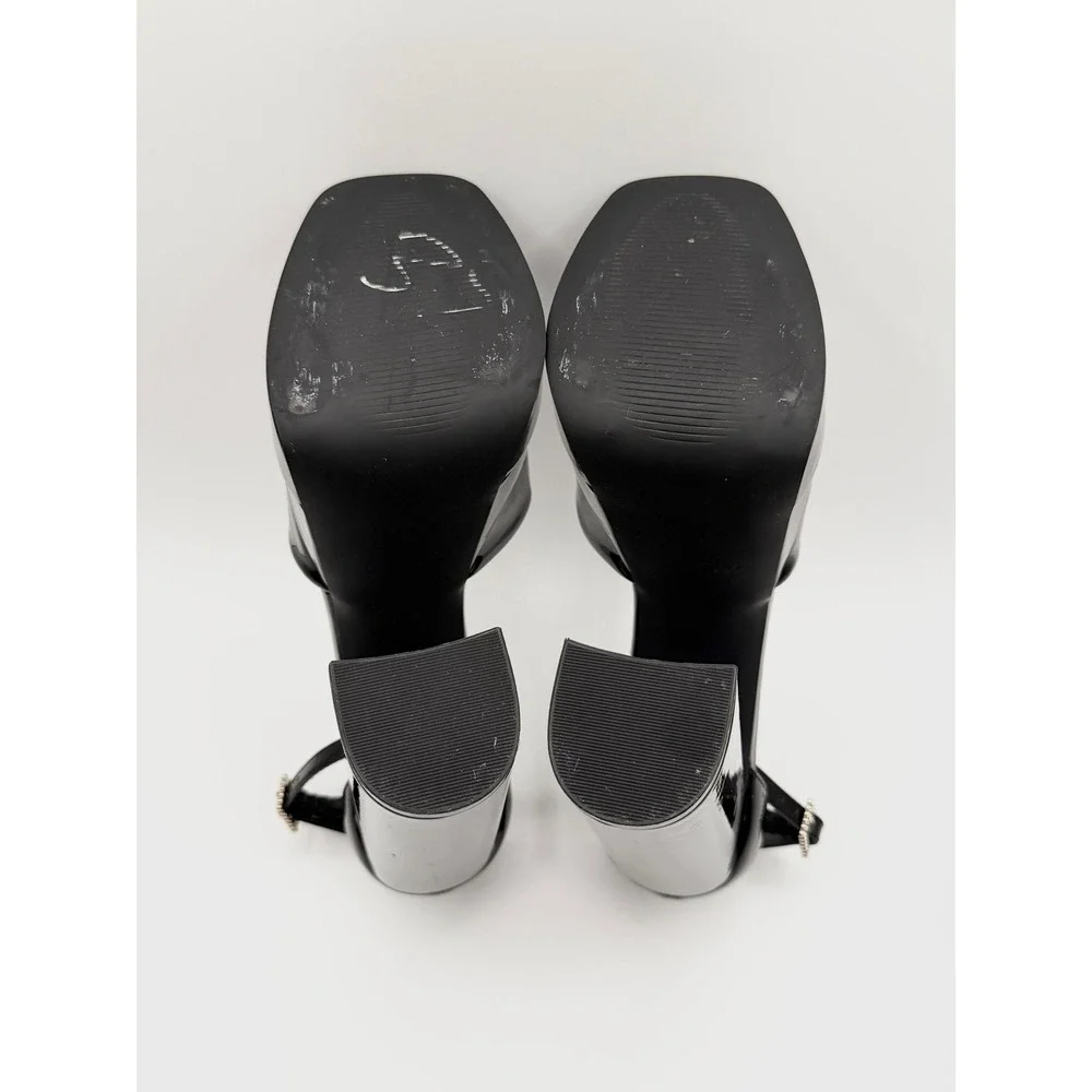 Aldo Grandle Black Patent Double Platform Mary Jane Pumps Block Heel Y2K 7.5